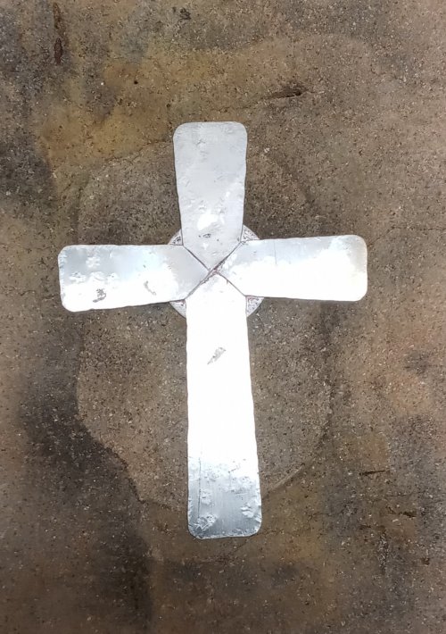 Judy Larson's Water Cast Scrap Cross - , Metalwork, Butane Torch, Soldering, Solder, cut out and solder pieces together
